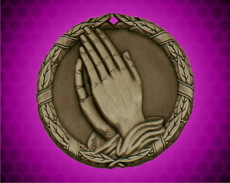 2 inch Gold Praying Hands XR Medal
