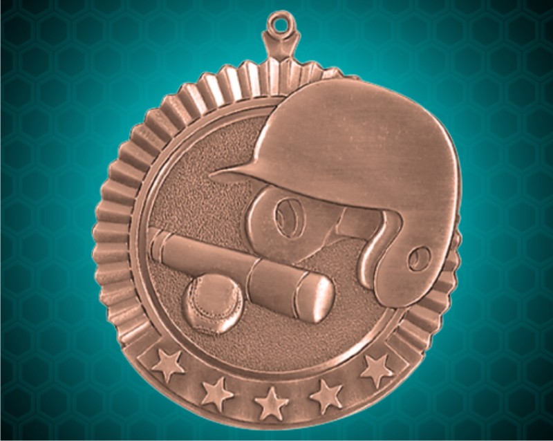 2 3/4 inch Bronze Baseball Star Medal