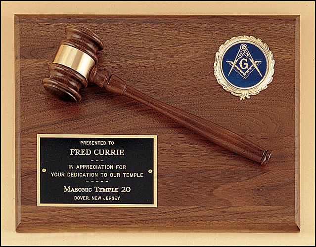 9 x 12 inch American Walnut Plaque with Wooden Gavel