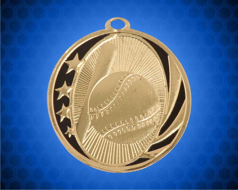 2 inch Gold Baseball Laserable MidNite Star Medal