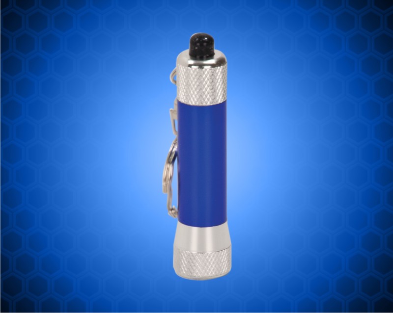 2 3/4 inch Blue 1 LED Laserable Flashlight with Keychain
