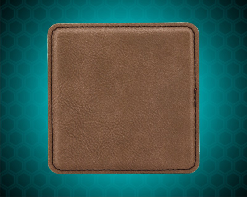4" x 4" Dark Brown Square Leatherette Coaster