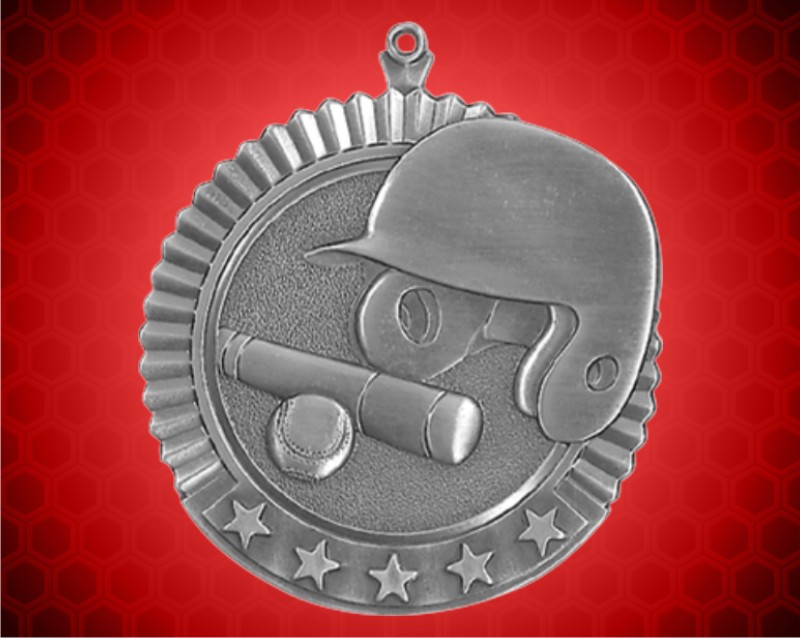 2 3/4 inch Silver Baseball Star Medal