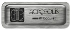 Metal Name Tag: Brushed Silver with Epoxy and Brushed Silver Metal Border