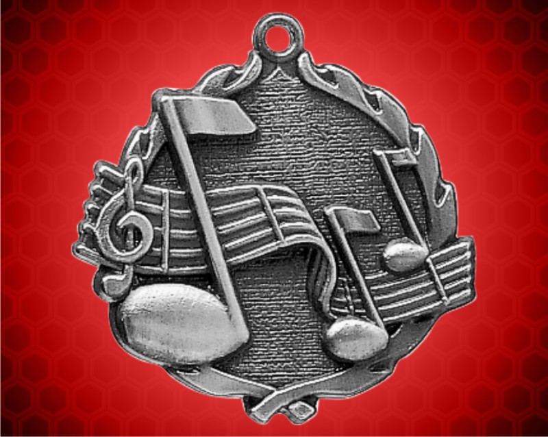 1 3/4 inch Silver Music Wreath Medal