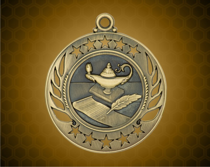 2 1/4 inch Gold Lamp of Knowledge Galaxy Medal