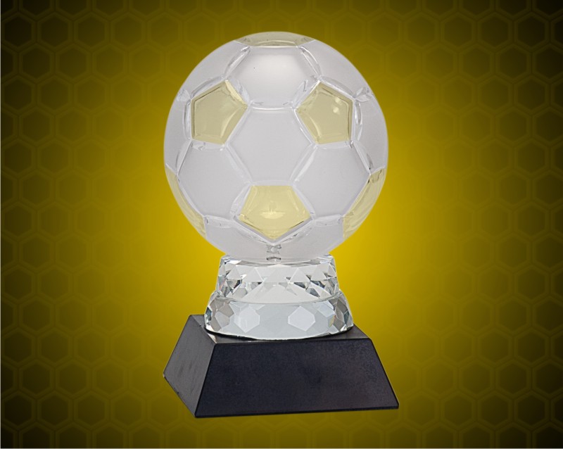 6 1/4 Inch Glass Soccer Ball With Marble Base