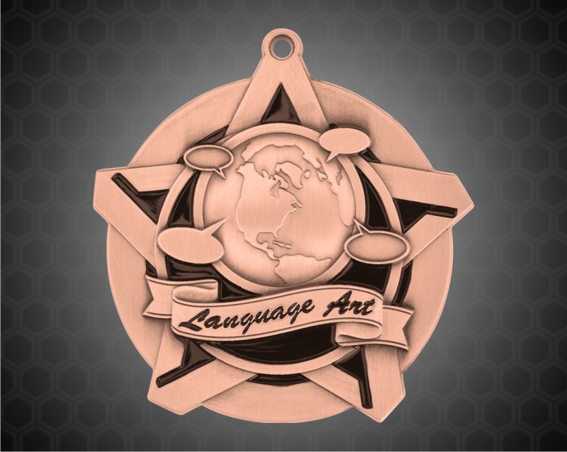 2 1/4 inch Bronze Language Arts Super Star Medal