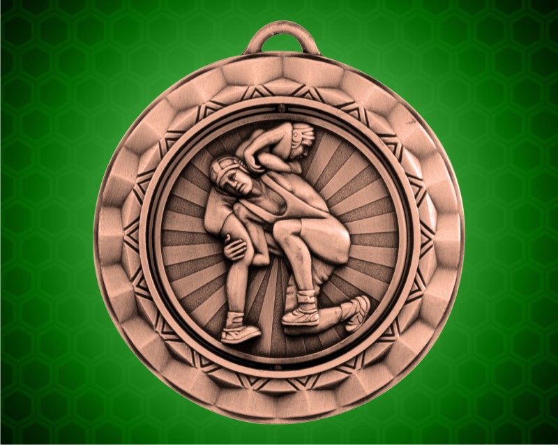 2 5/16 inch Bronze Wrestling Spinner Medal