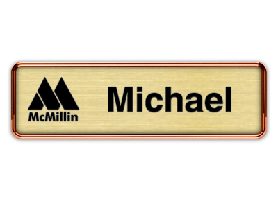 Rose Gold Metal Framed Nametag with Euro Gold and Black