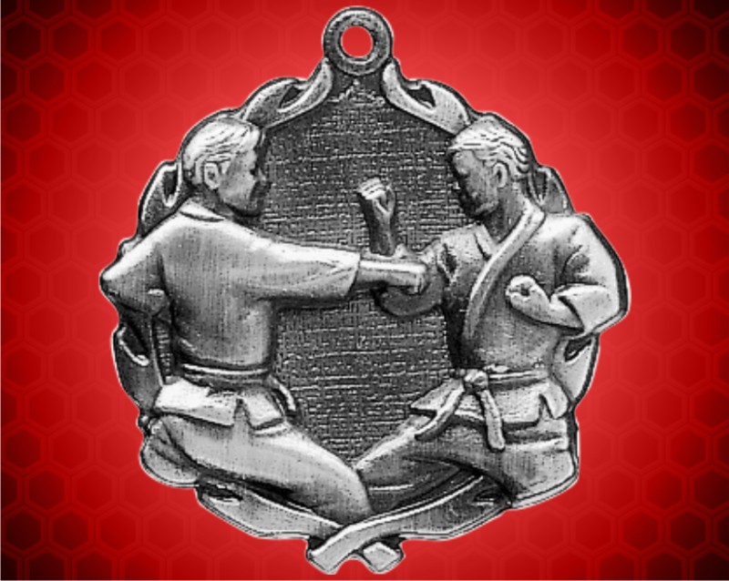 1 3/4 inch Silver Karate Wreath Medal