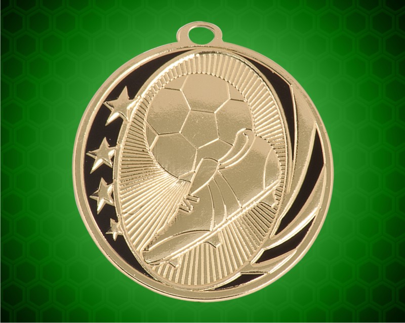 2 inch Gold Soccer Laserable MidNite Star Medal