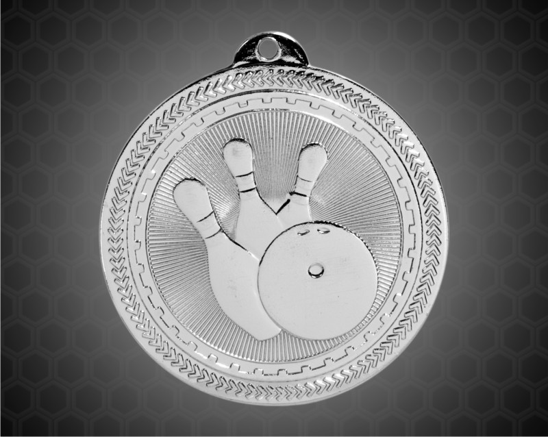 2 inch Silver Bowling Laserable BriteLazer Medal
