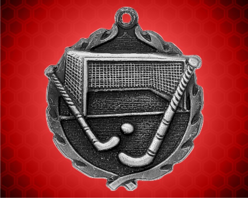 1 3/4 inch Silver Field Hockey Wreath Medal