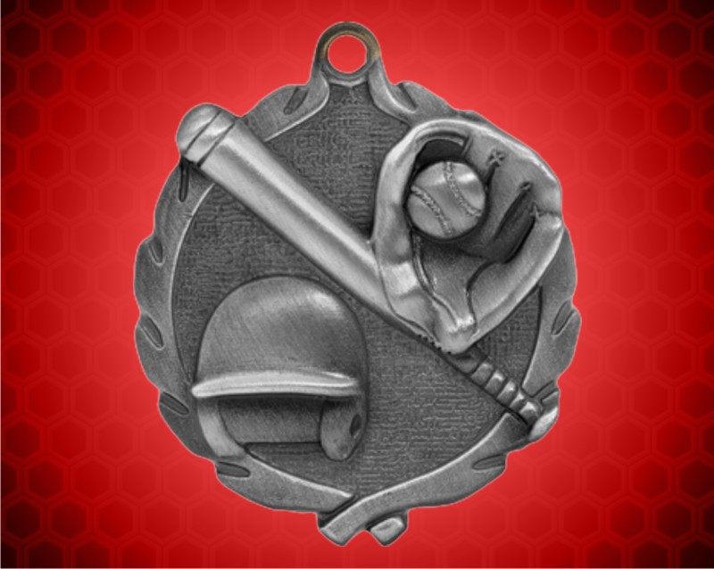 1 3/4 inch Silver Softball Wreath Medal