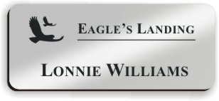 Smooth Plastic Name Tag: Brushed Aluminum with Black - LM922-354