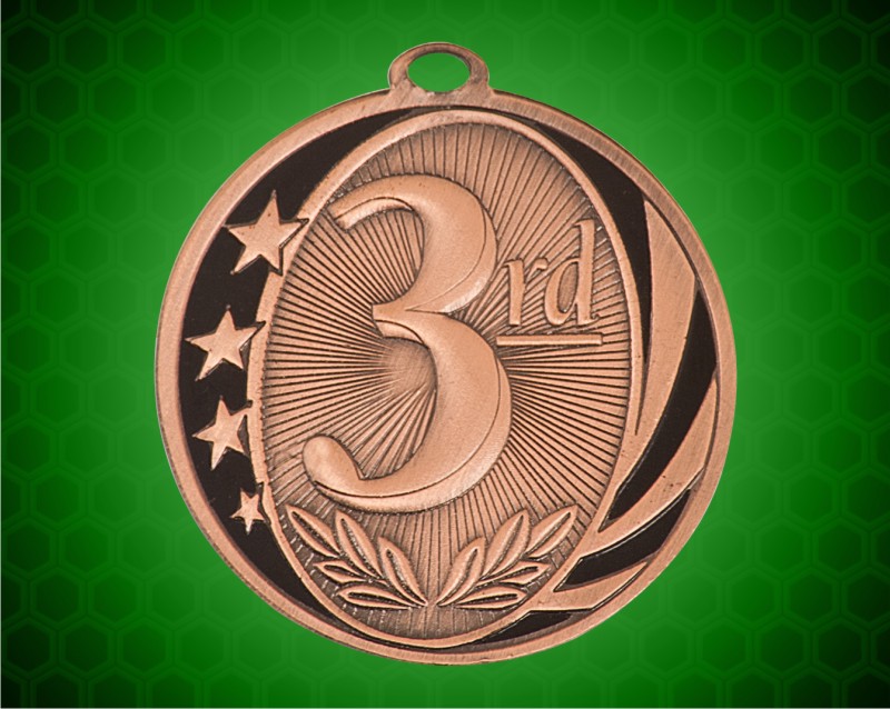 2 inch Bronze 3rd  Place Laserable MidNite Star Medal