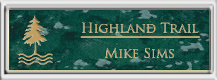 Framed Name Tag: Silver Plastic (squared corners) - Verde and Gold Plastic Insert