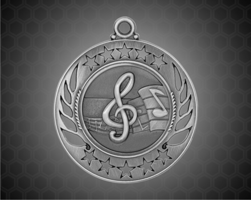 2 1/4 inch Silver Music Galaxy Medal