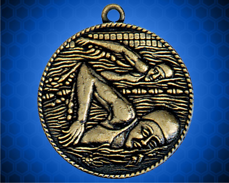 1 1/2 inch Gold Swimming Female Die Cast Medal