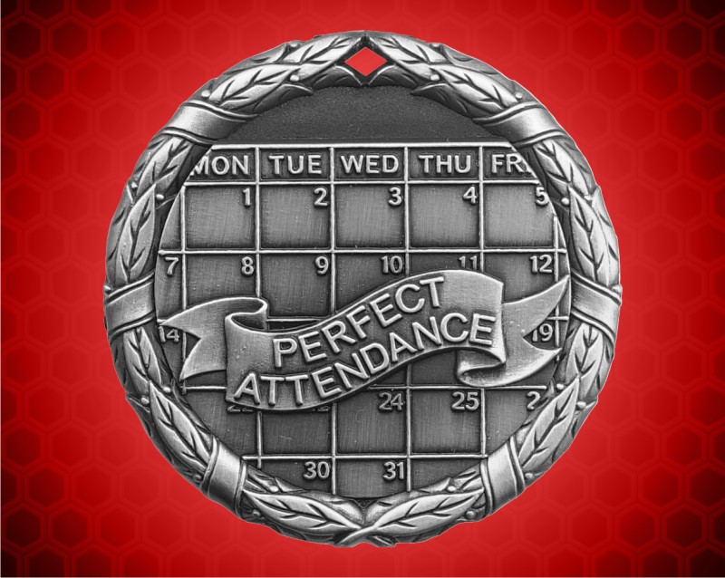 2 inch Silver Perfect Attendance XR Medal