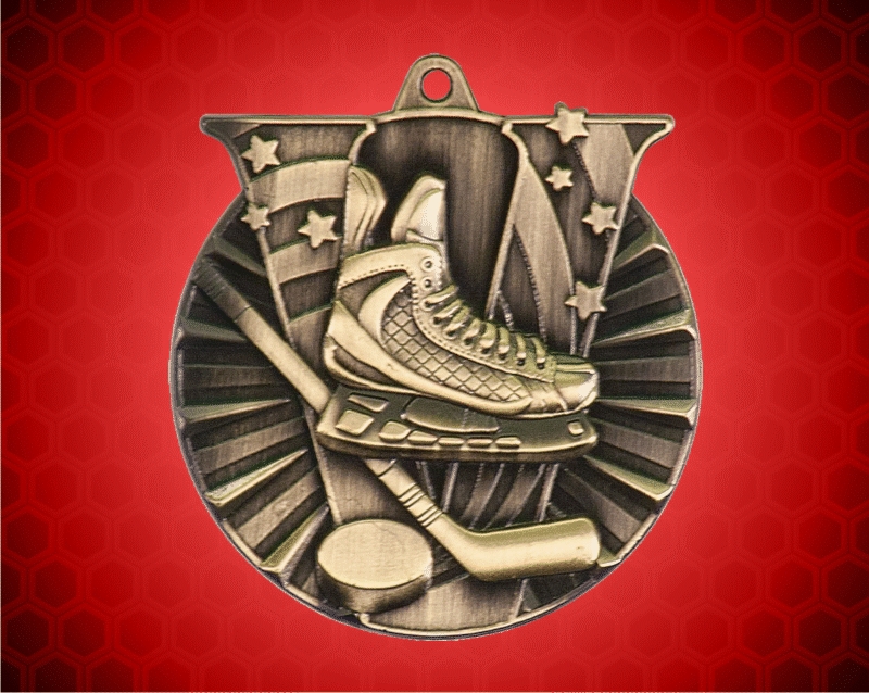 2 Inch Gold Hockey Victory Medal