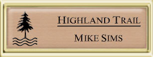 Framed Name Tag: Gold Plastic (squared corners) - Brushed Copper and Black Plastic Insert with Epoxy