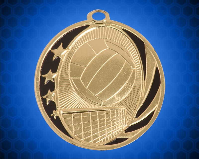2 inch Gold Volleyball Laserable MidNite Star Medal