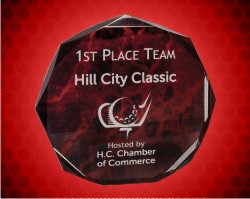 6 Inch Red Marble Octagon Acrylic Award