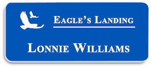 Smooth Plastic Name Tag: Sapphire Blue and White - LM922-502