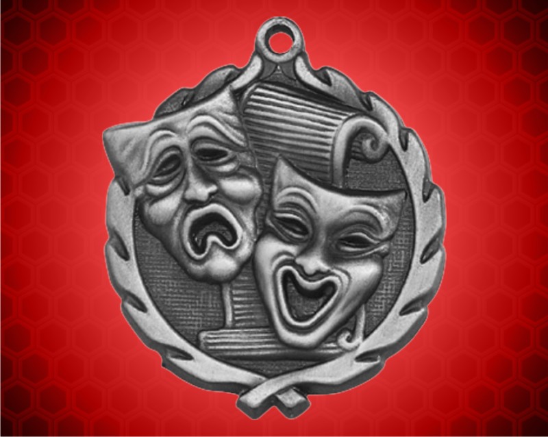 1 3/4 inch Silver Drama Wreath Medal