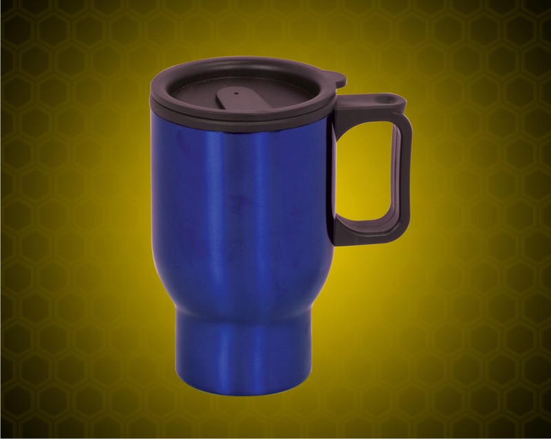 14 oz Blue Stainless Steel Travel Mug with Handle