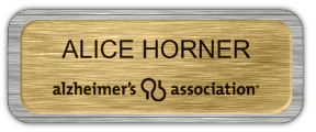 Metal Name Tag: Brushed Gold with Brushed Silver Metal Border