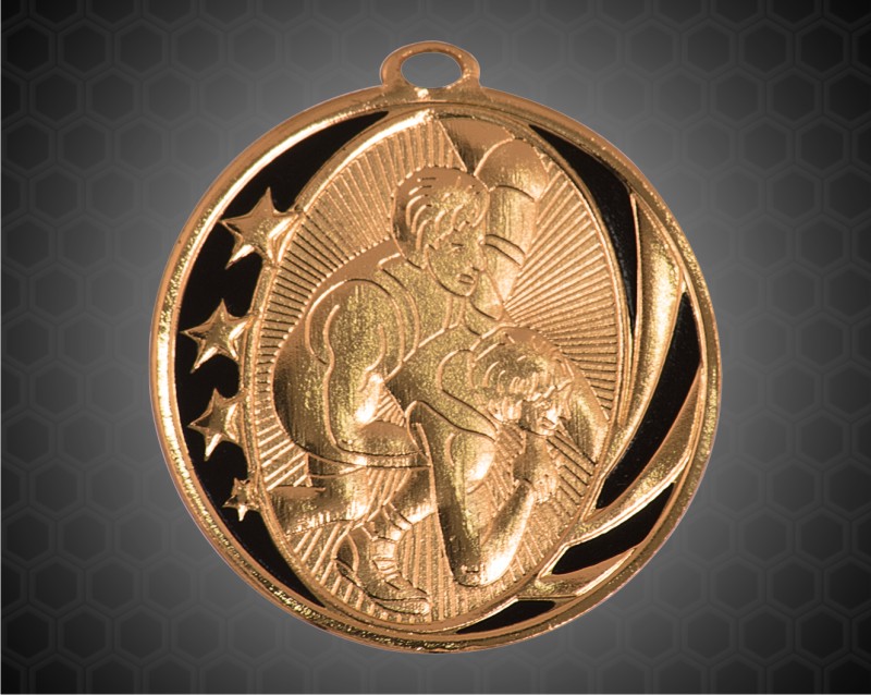 2 inch Bronze Wrestling Laserable MidNite Star Medal