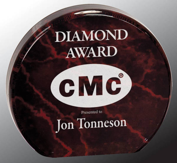 4 1/2 Inch Red Marble Acrylic Circle