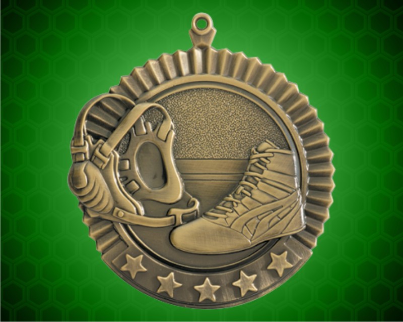 2 3/4 inch Gold Wrestling Star Medal