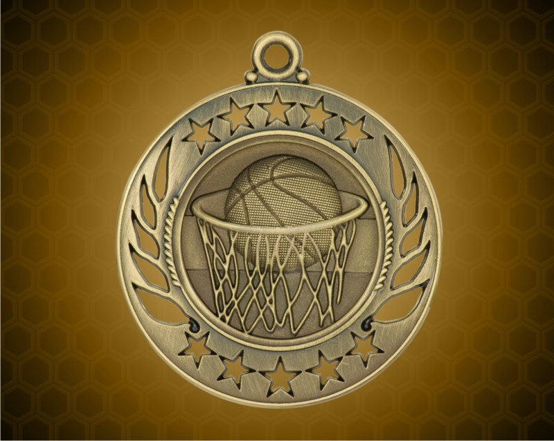 2 1/4 inch Gold Basketball Galaxy Medal