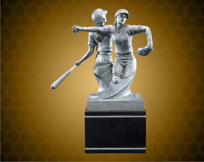 8 1/2" Black/Pewter Special Edition Softball Resin