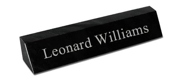 Black Marble Desk Plates with Filled Engraving