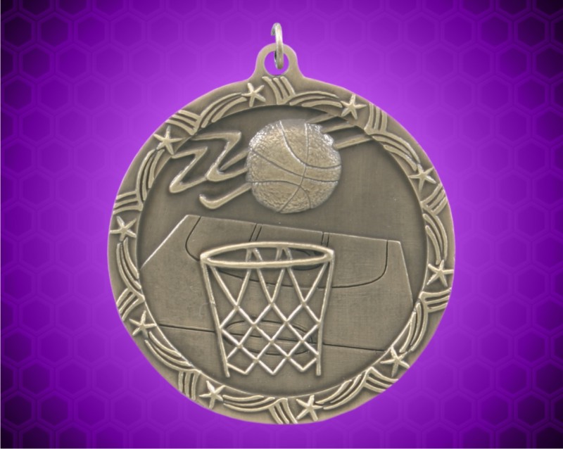 2 1/2 inch Gold Basketball Shooting Star Medal