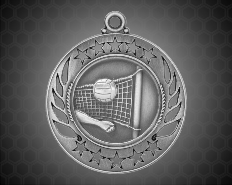 2 1/4 inch Silver Volleyball Galaxy Medal