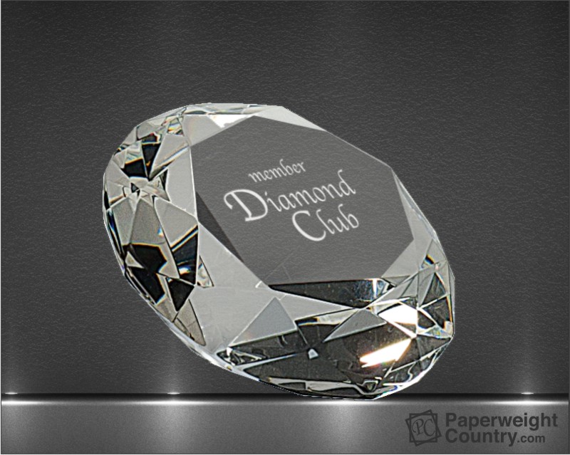 2 3/4 x 2 Inch Diamond Optic Crystal Paperweight