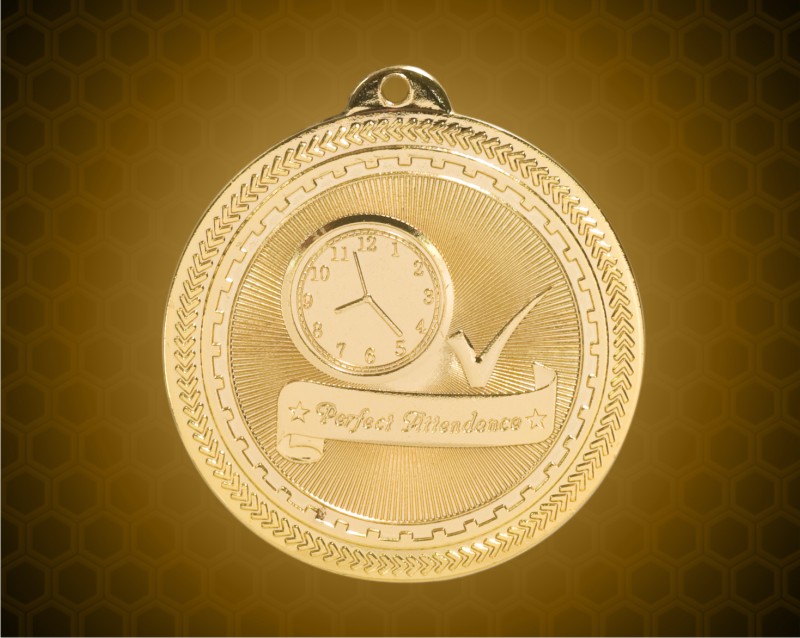 2 inch Gold Perfect Attendance Laserable BriteLazer Medal