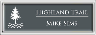 Framed Name Tag: Silver Plastic (squared corners) - Smoke Grey and White Plastic Insert