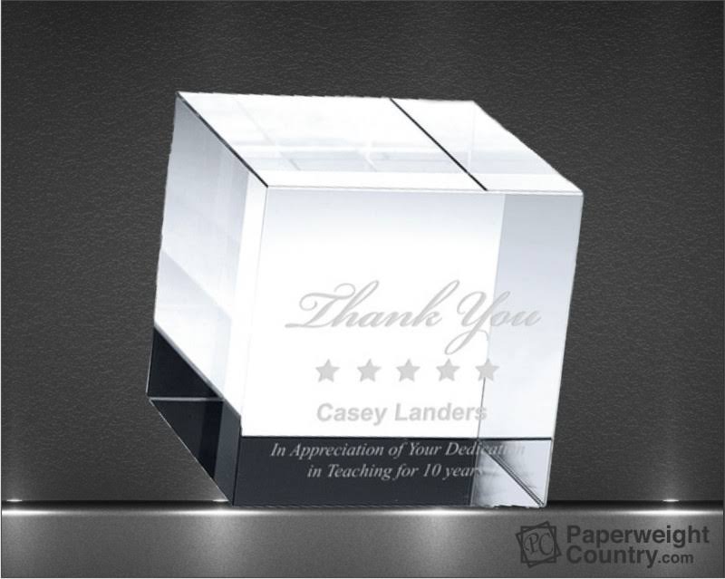 2 3/8 x 2 3/8 x 2 3/8 Inch Straight Cube Optic Crystal Paperweight