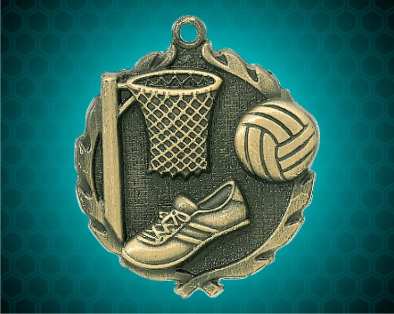 1 3/4 inch Gold Netball Wreath Medal