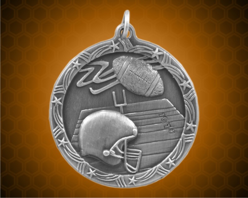1 3/4 inch Silver Football Shooting Star Medal
