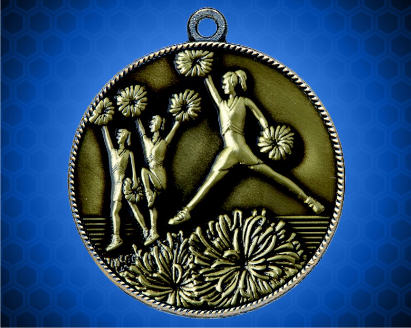 1 1/2 inch Gold Cheerleader Die Cast Medal