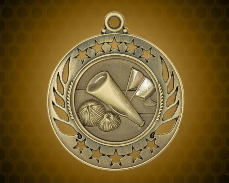 2 1/4 inch Gold Cheerleader Galaxy Medal