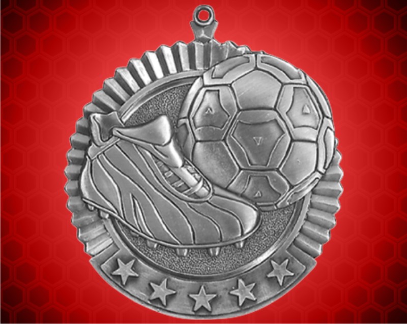 2 3/4 inch Silver Soccer Star Medal